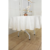 Toalha Forro De Mesa Redonda Jacquard Branca 1,80 X 1,80