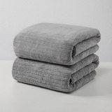 Toalha Listrada De Veludo Coral: Toalha De Banho Absorvente
