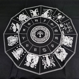 Toalha Mandala Astrológica 70cm Para Altar, Leitura De Tarot