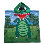 Toalha Poncho De Praia Infantil Capuz Estampada Dinossauro