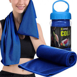 Toalha Rosto Microfibra Refrescante Fit Academia Seca Rápido Cor Azul