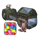 Toca Barraca Infantil 3x1 Com Tunel Camuflada Aventura+bolas