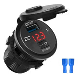 Tomada Carregador Usb Qc3.0 Para Motorhome Com Botão On/off