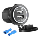 Tomada Carregador Usb Veicular Saídas 1.0a + 2.1a Led Branco