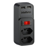 Tomada Com Usb Carregador Duplo Parede Intelbras Eac 202 Cor Preto