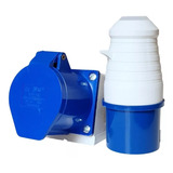 Tomada De Sobrepor + Plugue 2p+t / 32a / 220v / 6h / Azul