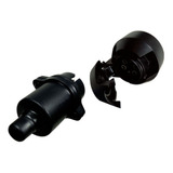 Tomada Engate Redonda Carreta 6 Pinos Nylon Preta = Completa