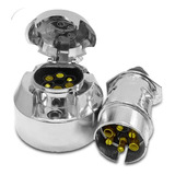 Tomada Fêmea E Tomada Macho Plug Cromado Carretinha Engate 6
