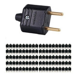 Tomada Plug Macho 2 Pinos Maciço 10a Preto Pin Kit 100 Peças