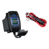 Tomada Usb Veicular 12 / 24v 2 Saídas Led Azul P/ Painel R