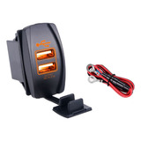 Tomada Usb Veicular 12/24v 2 Saídas Led Laranja P/ Painel R