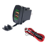 Tomada Usb Veicular 12/24v 2 Saídas Led Verde P/ Painel R