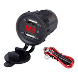 Tomada Usb Veicular 12/24v 2 Saídas Voltímetro Led Vermelho