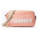 Tommy Hilfiger Crossbody Com Logo Da Marca Acambamento Dos Ferragens Preto Cor Coral-claro Cor Da Correia De Ombro Off White Desenho Do Tecido Liso