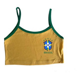 Top Feminino Símbolo Brasil Copa Do Mundo Cropped Futebol