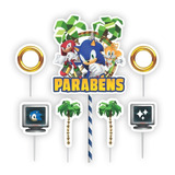 Topo - Topper - Decoração Bolo E V A - Festa Sonic