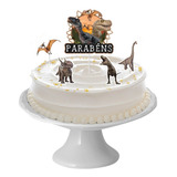 Topo - Topper - Decoração De Bolo - Parabéns Dinossauro