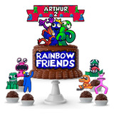 Topo Bolo Personalizado Raimbow Friends + 10 Toppers