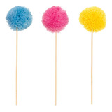 Topo De Bolo Trio Pompom Colorido Happy Mesa Festa Full