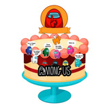 Topo Topper Decoração Bolo Aniversário Among Us