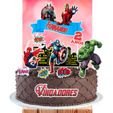 Topper Topo De Bolo Personalizado C/ Nome E Idade Vingadores