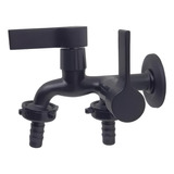 Torneira 2 Saídas Tanque Metal Maquina De Lavar Preta C70 Acabamento Fosco Cor Preto