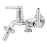 Torneira 2 Saídas ½ ¾ 100% Metal Inox Tanque Máquina 5076b