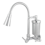 Torneira Abs Flexível Com Filtro De Parede Cozinha Gourmet Acabamento Cromado Cor Prateado
