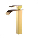 Torneira Banheiro Cascata Monocomando Alta Dourado Gold