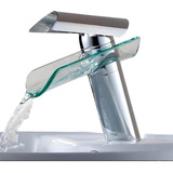 Torneira Banheiro Monocomando Cascata Calha Vidro Cana Baixa