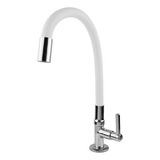 Torneira Color Luxo Bancada Cano De Silicone Flexível C-66 Cor Branco