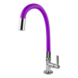 Torneira Color Luxo Bancada Cano De Silicone Flexível C-66 Cor Roxa