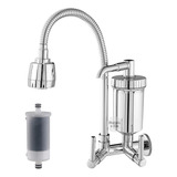 Torneira Com Filtro Gourmet Pia Cozinha De Parede Metal Inox