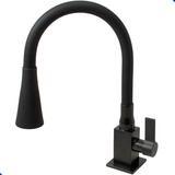 Torneira Cozinha Gourmet Quadrada Flexível 2 Jatos Preta