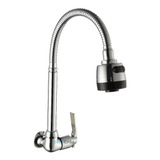 Torneira Cozinha Parede Gourment Flexivel Arejador Acabamento Cromado Cor Prateado