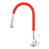 Torneira De Cozinha Gourmet Bancada Preta Flexível 2 Jatos Cor Vermelho