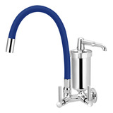 Torneira Filtro Gourmet Flexível Colorido Parede Luxo 1/4 V Cor Azul