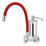 Torneira Filtro Gourmet Flexível Colorido Parede Luxo 1/4 V Cor Vermelho