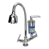 Torneira Gourmet Flexível Metal Filtro Bancada Cozinha 4009 Acabamento Brilhante Cor Prateado