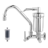 Torneira Metal Inox Filtro Gourmet Pia Cozinha Parede Luxo