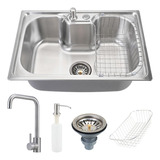 Torneira Misturador + Cuba Inox + Acessórios Para Cozinha