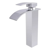 Torneira Misturador Monocomando Para Banheiro Cascata Lavabo Pia Cuba Quadrada Luuk Young T103-04l Cor Prateada E Acabamento Cromado