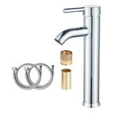 Torneira Para Pia De Banheiro Lavabo Cuba Lavatório Mesa Bancada Misturador Monocomando Aço Inox Fc-118 Via Flix Cromado