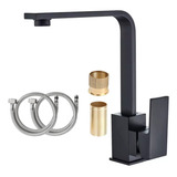 Torneira Preta Cozinha Monocomando Gourmet Misturador Linha Black Para Pia Mesa E Bancada Dk-35 Aço Inox Preto Brilhante