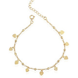 Tornozeleira Feminina Pingentes Banhada A Ouro 18k + Brinde
