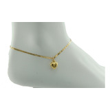 Tornozeleira Piastrine Pingente Coração 25 Cm Ouro 18k 750 