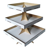 Torre Porta Doces 3 Andares Com Bandejas Em Mdf Branco
