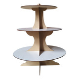 Torre Porta Doces 3 Andares Com Discos Em Mdf Branco