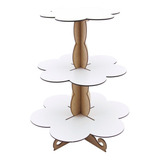 Torre Porta Doces 3 Bandejas Babado - Mdf Branco