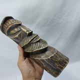 Tótem Madeira Maciça Feito À Mão Antigo 29x8.5x7cm 750g